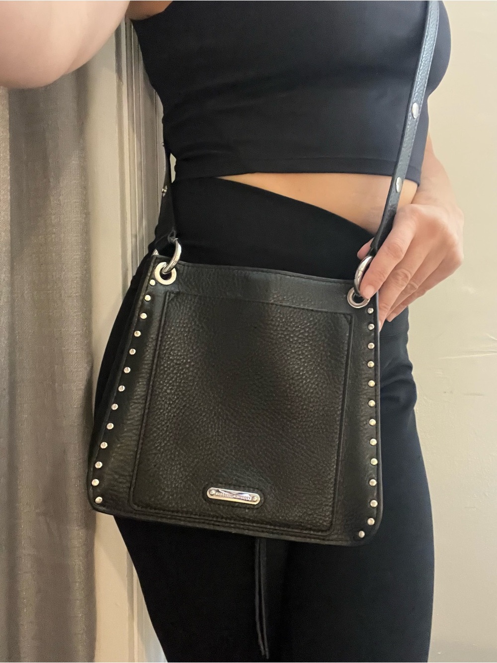 Rebecca Minkoff Black Studded Leather Crossbody Bag